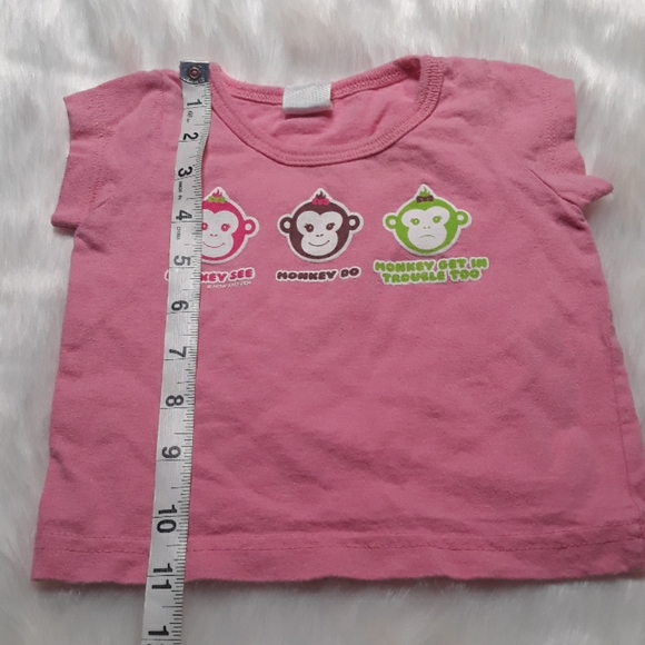 Pink monkey short sleeve baby girl tshirt 12 month - Picture 6 of 6